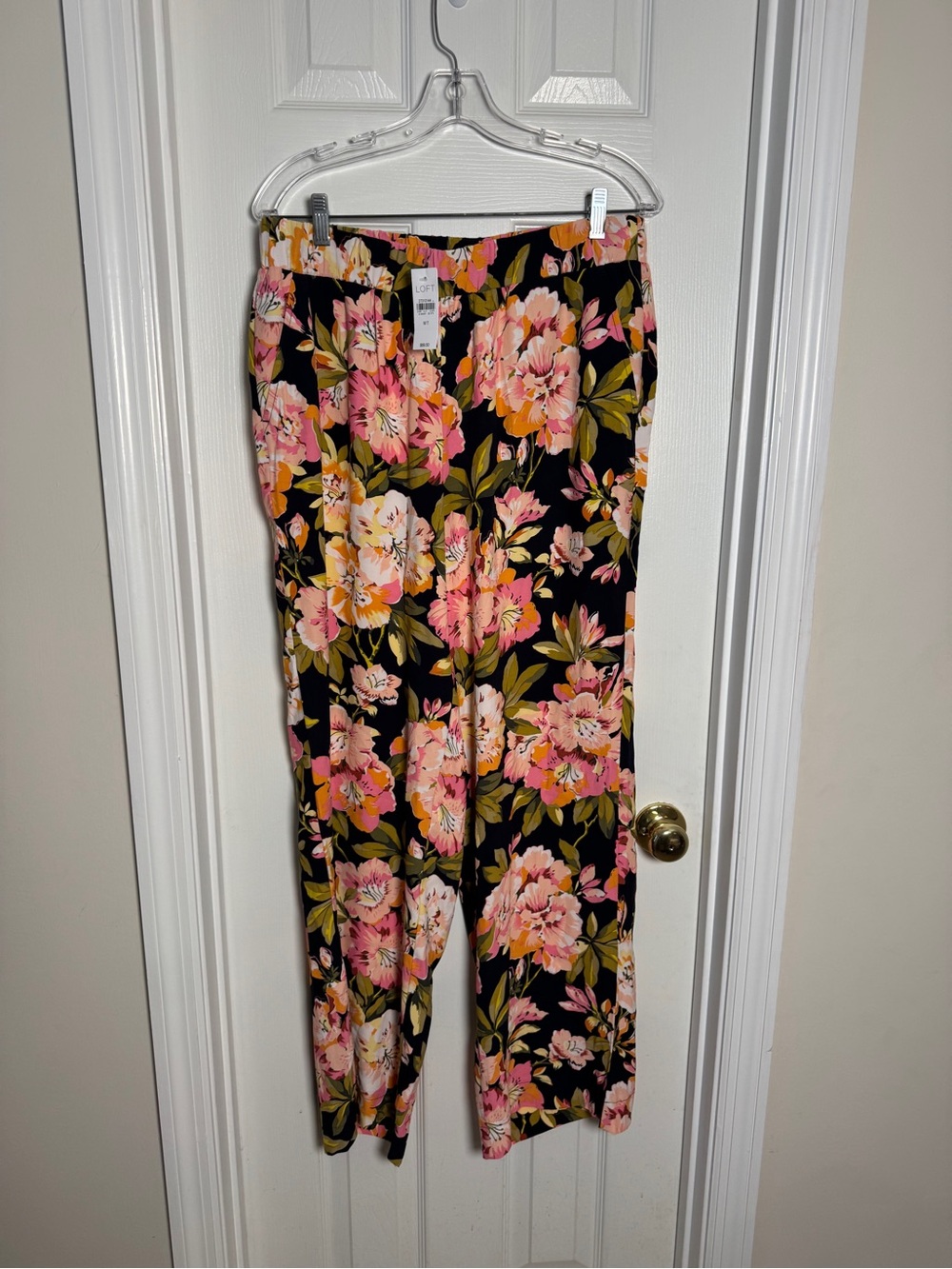 LOFT Floral Fluid Wide-Leg Pull-On Pants NWT Size Medium Tall MT